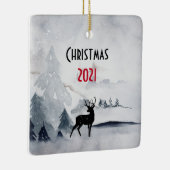 rendier in de Wilde Grijze Waterverf Kerstmis Keramisch Ornament (Rechts)
