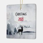 rendier in de Wilde Grijze Waterverf Kerstmis Keramisch Ornament (Links)