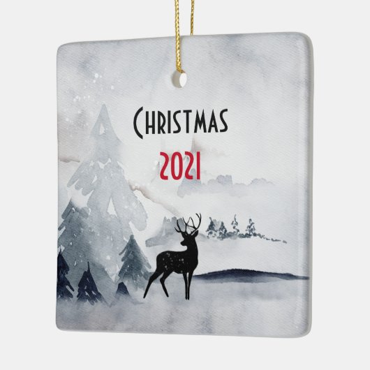 rendier in de Wilde Grijze Waterverf Kerstmis Keramisch Ornament (Links)