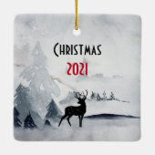 rendier in de Wilde Grijze Waterverf Kerstmis Keramisch Ornament (Achterkant)