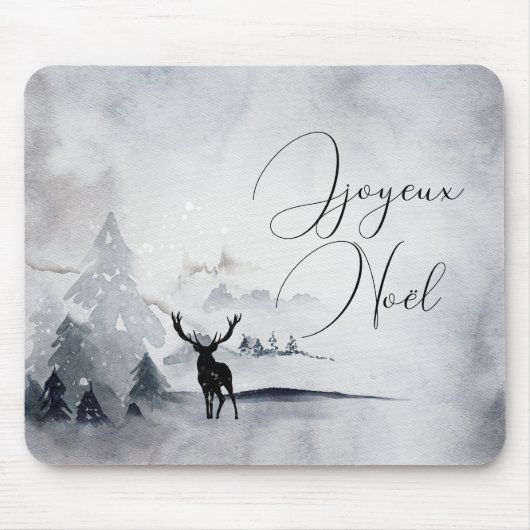 rendier in de Wilde Grijze Waterverf Kerstmis Muismat (Voorkant)