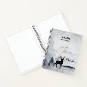 rendier in de Wilde Grijze Waterverf Kerstmis Notitieboek (Binnen)