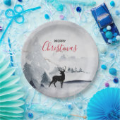 rendier in de Wilde Grijze Waterverf Kerstmis Papieren Bordje (Feest)
