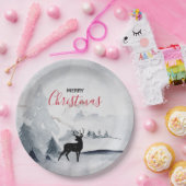 rendier in de Wilde Grijze Waterverf Kerstmis Papieren Bordje (Feest)