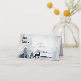 rendier in de Wilde Grijze Waterverf Kerstmis Plaatskaartje