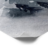 rendier in de Wilde Grijze Waterverf Kerstmis Poster (Hoek)