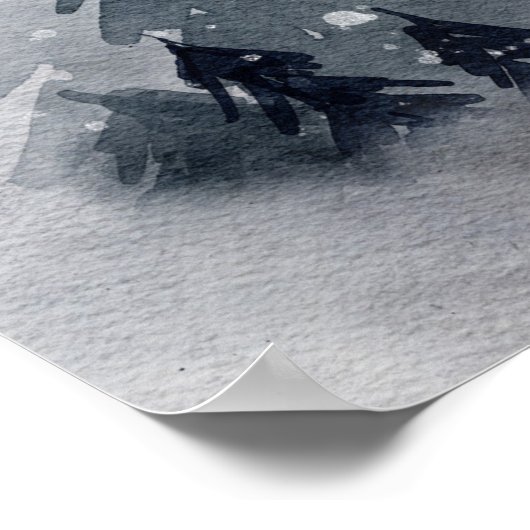 rendier in de Wilde Grijze Waterverf Kerstmis Poster (Hoek)