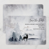 rendier in de Wilde Grijze Waterverf Kerstmis Save The Date (Voorkant / Achterkant)