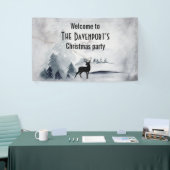 rendier in de Wilde Grijze Waterverf Kerstmis Spandoek (Beurs)