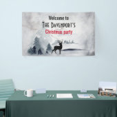 rendier in de Wilde Grijze Waterverf Kerstmis Spandoek (Beurs)