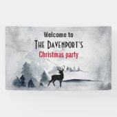 rendier in de Wilde Grijze Waterverf Kerstmis Spandoek (Horizontaal)