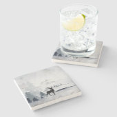 rendier in de Wilde Grijze Waterverf Kerstmis Stenen Onderzetter (Zijkant)