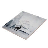 rendier in de Wilde Grijze Waterverf Kerstmis Tegeltje (Zijkant)