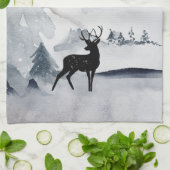 rendier in de Wilde Grijze Waterverf Kerstmis Theedoek (Gevouwen)
