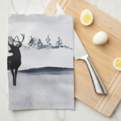 rendier in de Wilde Grijze Waterverf Kerstmis Theedoek (Quarter Fold)