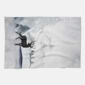 rendier in de Wilde Grijze Waterverf Kerstmis Theedoek (Horizontaal)