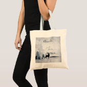 rendier in de Wilde Grijze Waterverf Kerstmis Tote Bag (Voorkant (product))