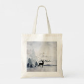 rendier in de Wilde Grijze Waterverf Kerstmis Tote Bag (Achterkant)