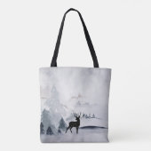 rendier in de Wilde Grijze Waterverf Kerstmis Tote Bag (Achterkant)