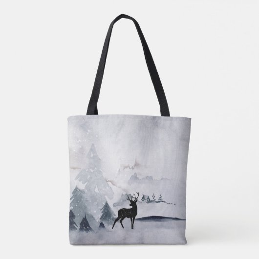 rendier in de Wilde Grijze Waterverf Kerstmis Tote Bag (Achterkant)