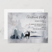 rendier in de Wilde Grijze Waterverf Kerstmis Uitnodiging Briefkaart (Voorkant / Achterkant)