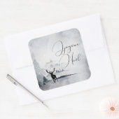 rendier in de Wilde Grijze Waterverf Kerstmis Vierkante Sticker (Envelop)