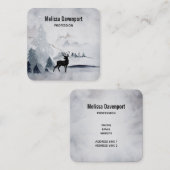 rendier in de Wilde Grijze Waterverf Kerstmis Vierkante Visitekaartje (Voorkant / Achterkant)