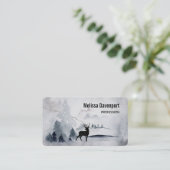 rendier in de Wilde Grijze Waterverf Kerstmis Visitekaartje (Staand voorkant)