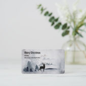 rendier in de Wilde Grijze Waterverf Kerstmis Visitekaartje (Staand voorkant)