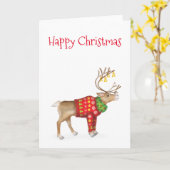 Rendier in feestelijke jumper kerstkaart kaart (Gele Bloem)