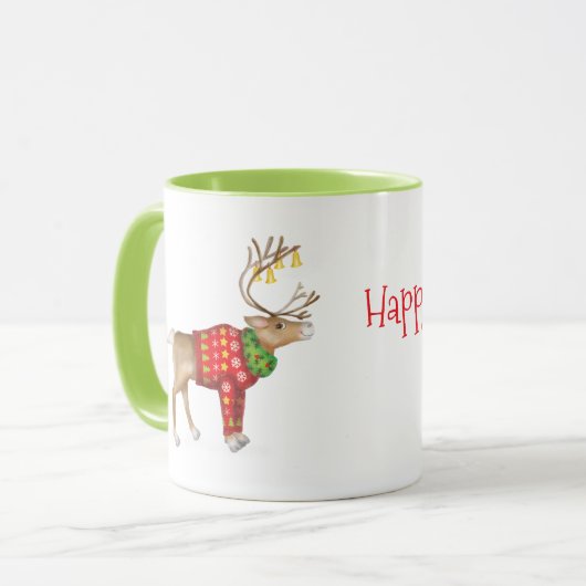 Rendier in feestelijke kerst jumper mok (Voorkant links)