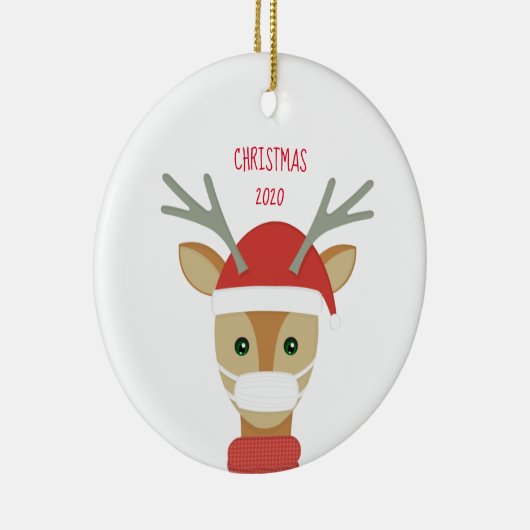 rendier in gezichtsmasker Kerstmis 2020 Keramisch Ornament (Rechts)