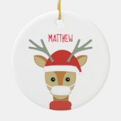 rendier in gezichtsmasker Kerstmis 2020 Keramisch Ornament (Achterkant)