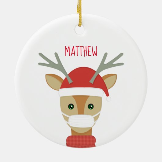rendier in gezichtsmasker Kerstmis 2020 Keramisch Ornament (Achterkant)