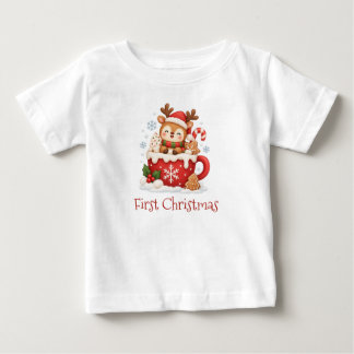 Rendier in kop eerste kerst baby T-shirt