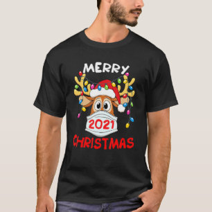 rendier in mask Merry Kerstmis 2021 T-shirt