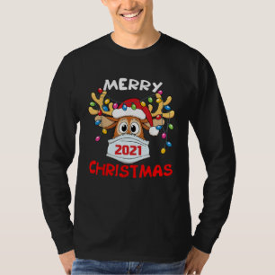 Rendier in masker Prettig kerstfeest 2021 T-shirt