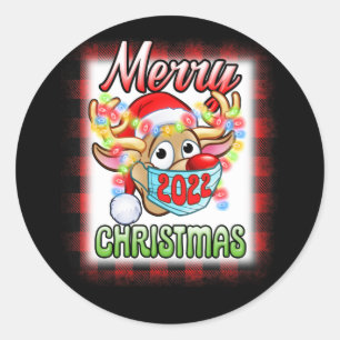 rendier in maskerende familie Pajama Kerstmis Ronde Sticker