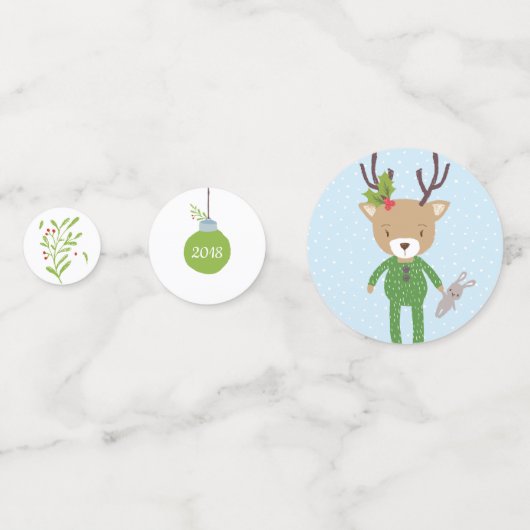 Rendier in pyjama vakantie partij confetti (Achterkanten)