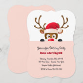 rendier in Santa Pet Roze uitnodiging (Voorkant / Achterkant)