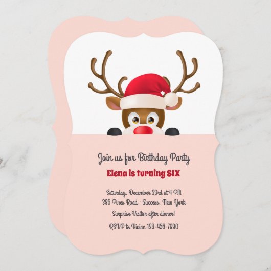 rendier in Santa Pet Uitnodiging (Voorkant / Achterkant)