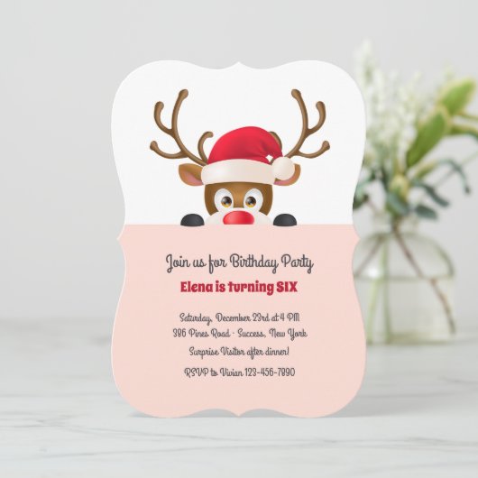 rendier in Santa Pet Uitnodiging (Staand voorkant)
