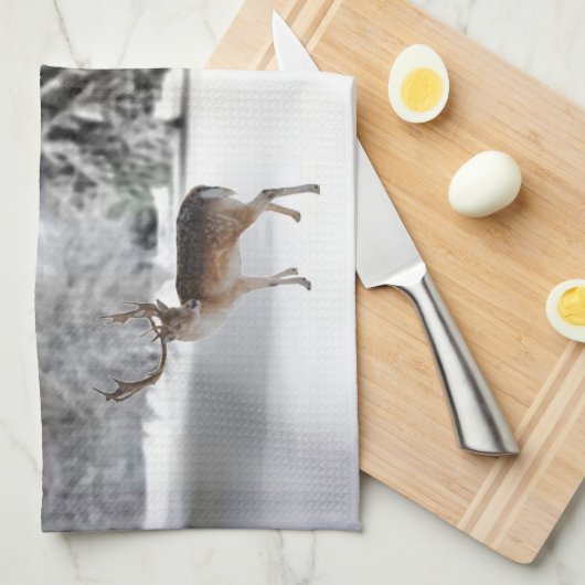 rendier in sneeuw theedoek (Quarter Fold)