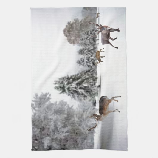 rendier in sneeuw theedoek (Verticaal)