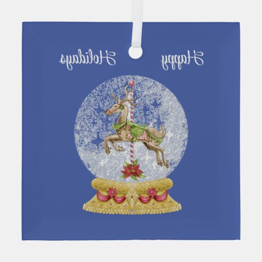 rendier in Wereldbol van water Glas Ornament (Achterkant)