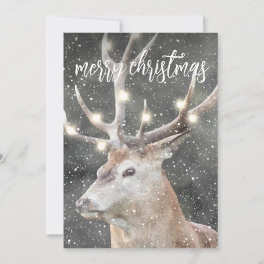 rendier in wintersneeuw kaart (Voorkant)