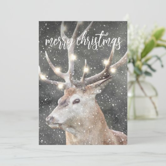 Rendier in wintersneeuw  kaart (Staand voorkant)