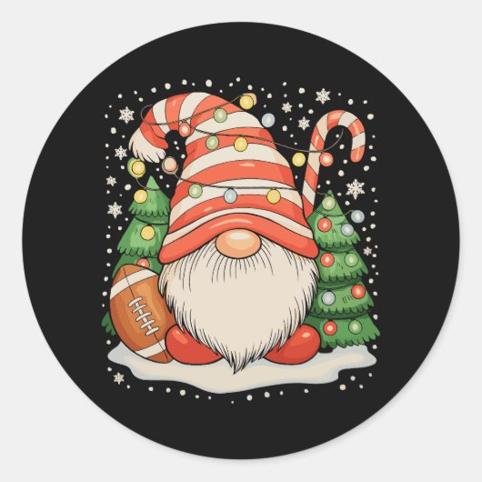 Rendier Kabouter Voetbal Bal Kerstverlichting Kers Ronde Sticker (Voorkant)