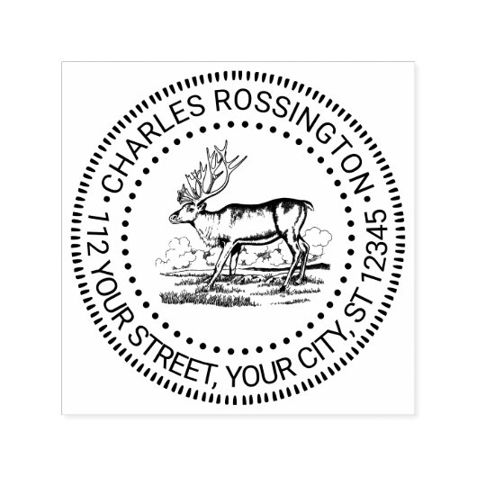  rendier kariboe tekening naam adres  zelfinktende stempel (Design)