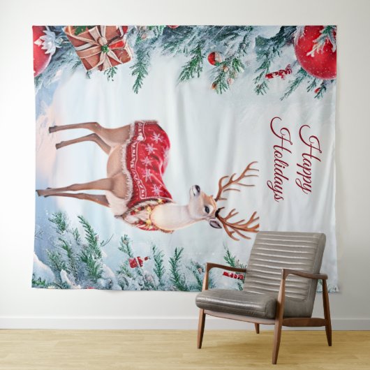 Rendier Kerst Achtergrond Wandkleed (In Situ (horizontaal))